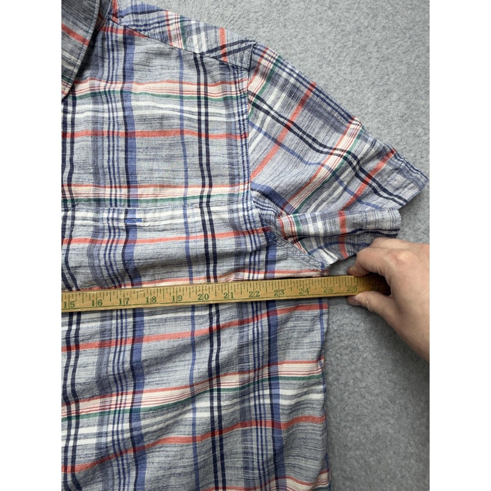 Carbon2cobalt Shirt Mens XL Blue Plaid Chambray Cotton Short Sleeve - Picture 5 of 7